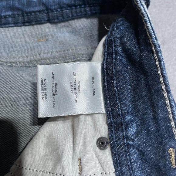 Silver Girlfriend Jeans‎ Womens 29 Blue Denim Super Stretch Whiskered Skinny - Picture 5 of 6